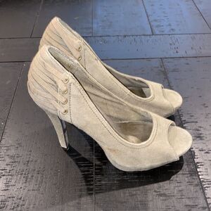 Ash Green Denim Peep Toe Heels​​​​​​​​​​​​​​​​​​​​